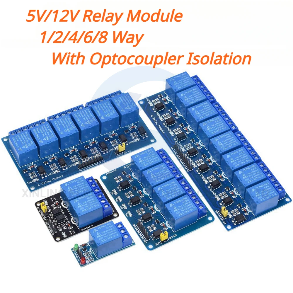 Relay Module 1 Channel - Module de relais 5/12V 1/2/4/6/8 canaux